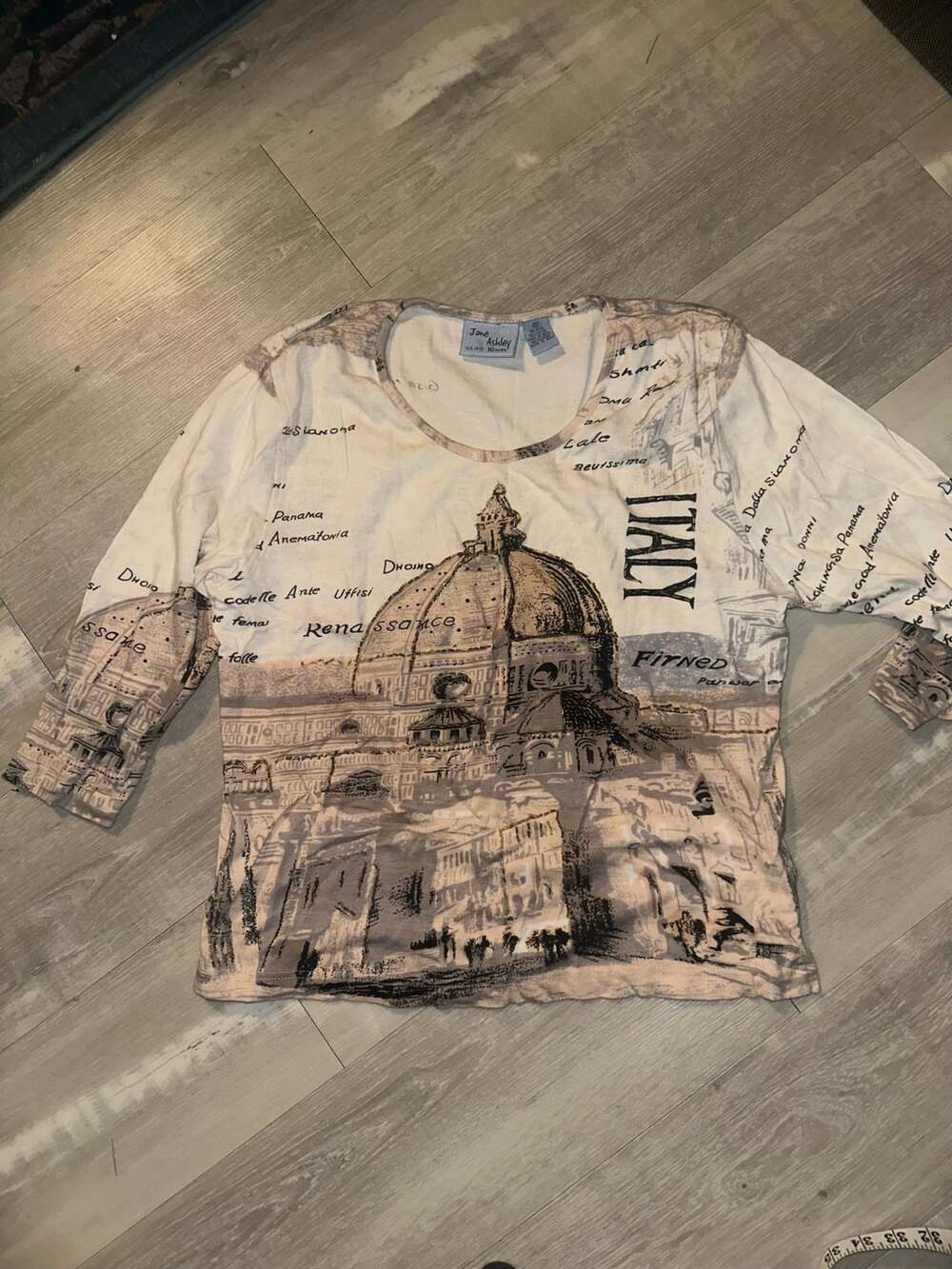 Jane Ashley Italy Renaissance Graphic Print Top Size 2X